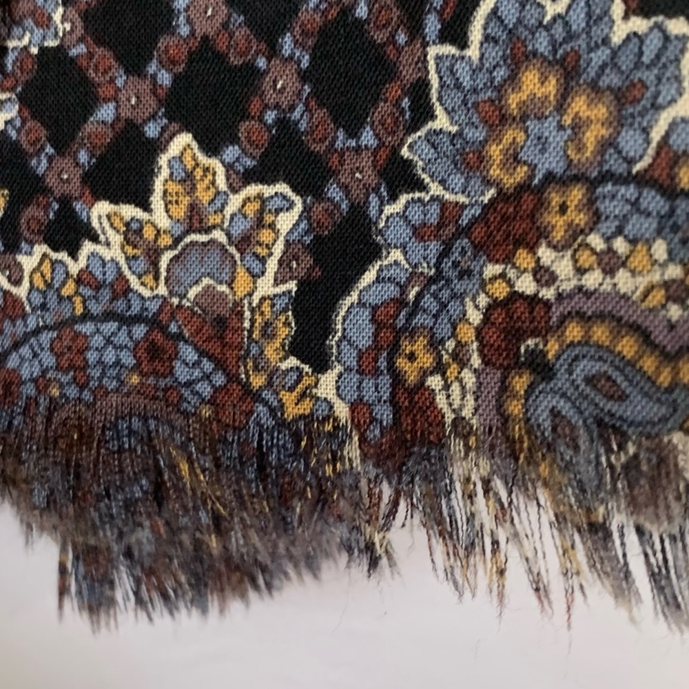 Liberty Vintage XL Brown Paisley Print Wool Wrap Scarf - Picture 5 of 10
